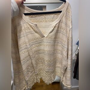 Free people fringe v-neck sweatshirt